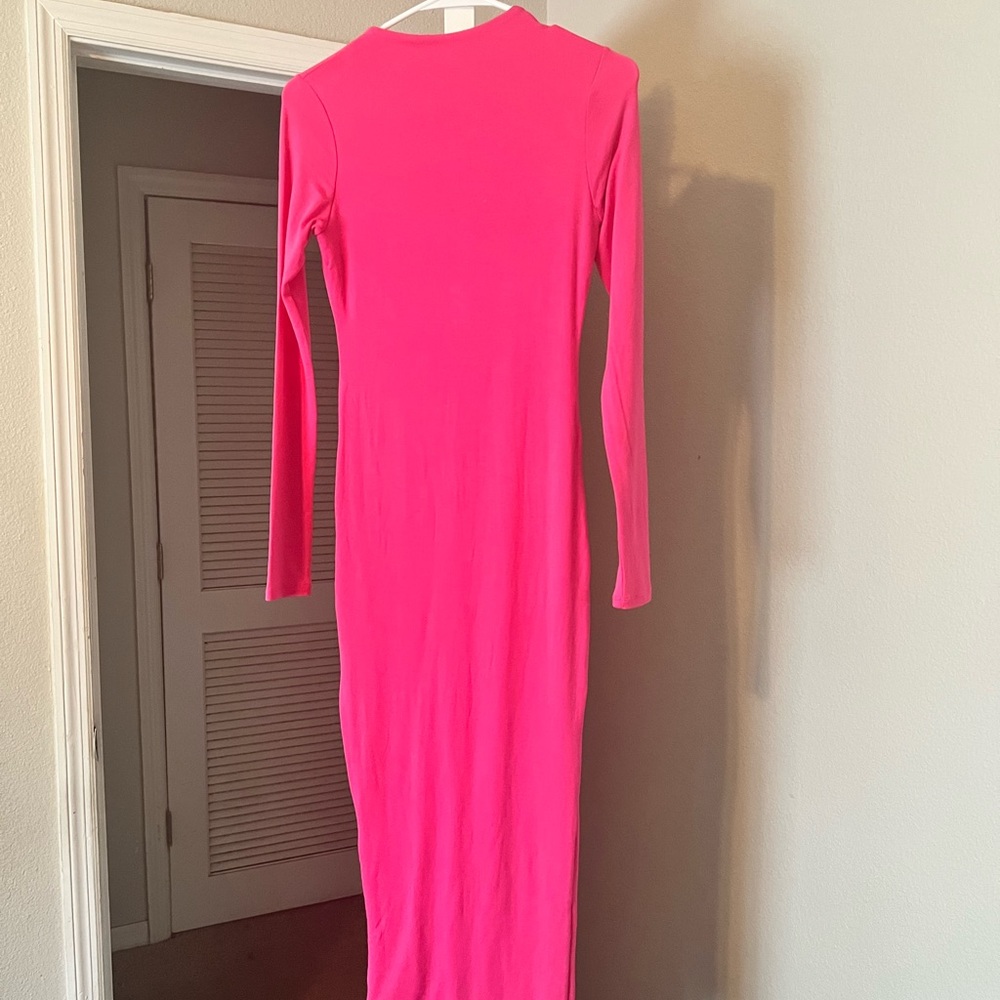 Maxi length Naked Wardrobe dress-raspberry color (website)